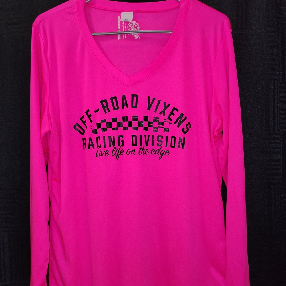 Racing Division Long Sleeve Tee - Hot Pink